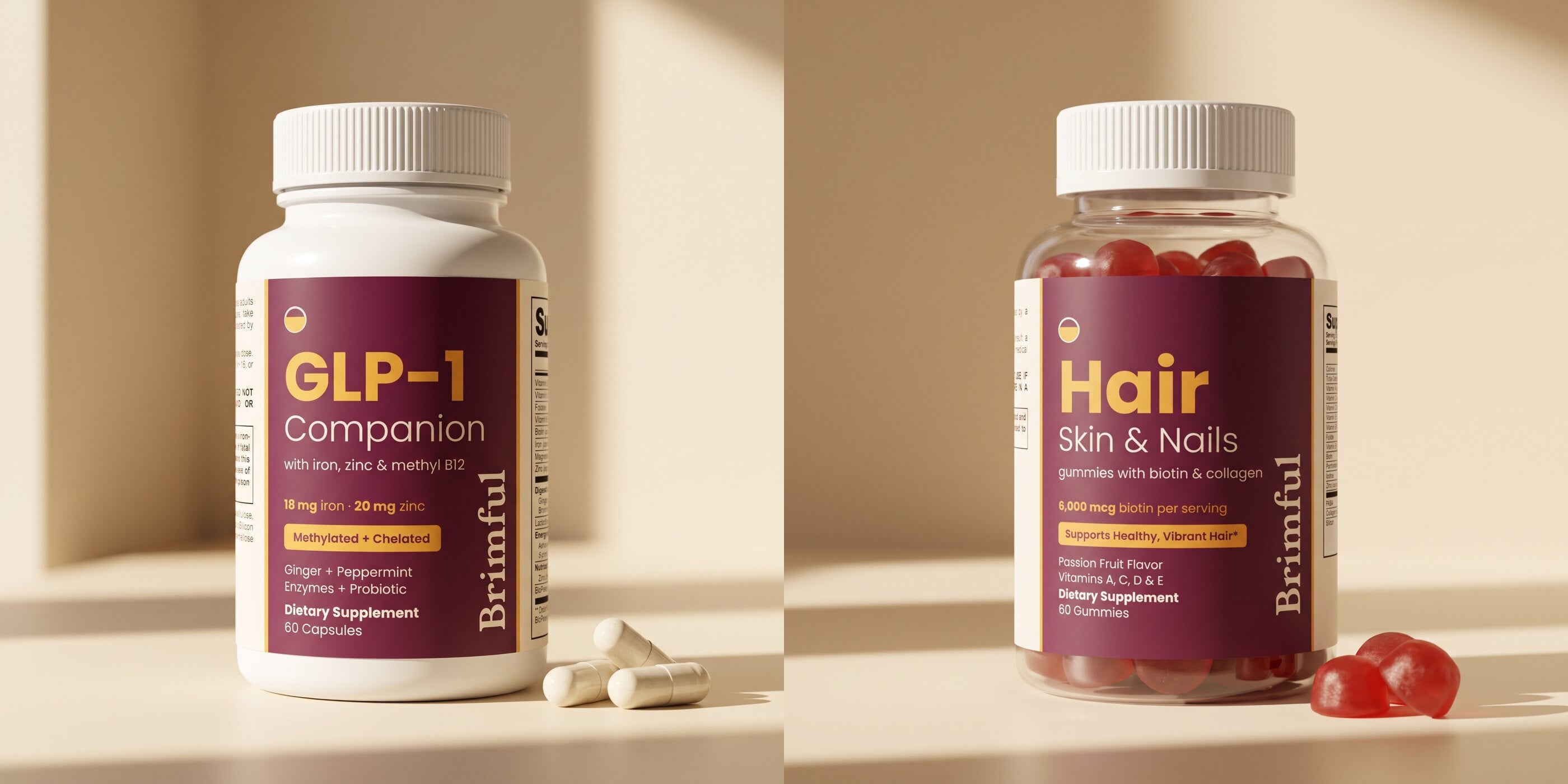 Brimful GLP-1 Companion and Hair, Skin & Nails Gummies